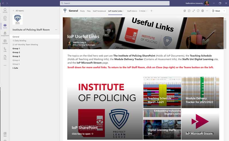 Screenshot of a SharePoint page in Teams