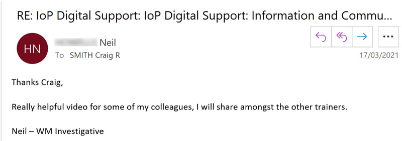 Screenshot of feedback about Digital Support module (2)