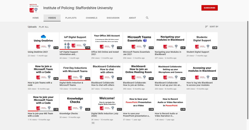 Screenshot of the Institute of Policing YouTube Channel