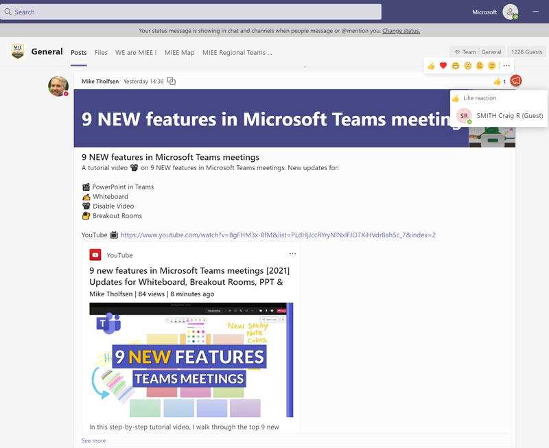 Screenshot of the MIE Expert Microsoft Team